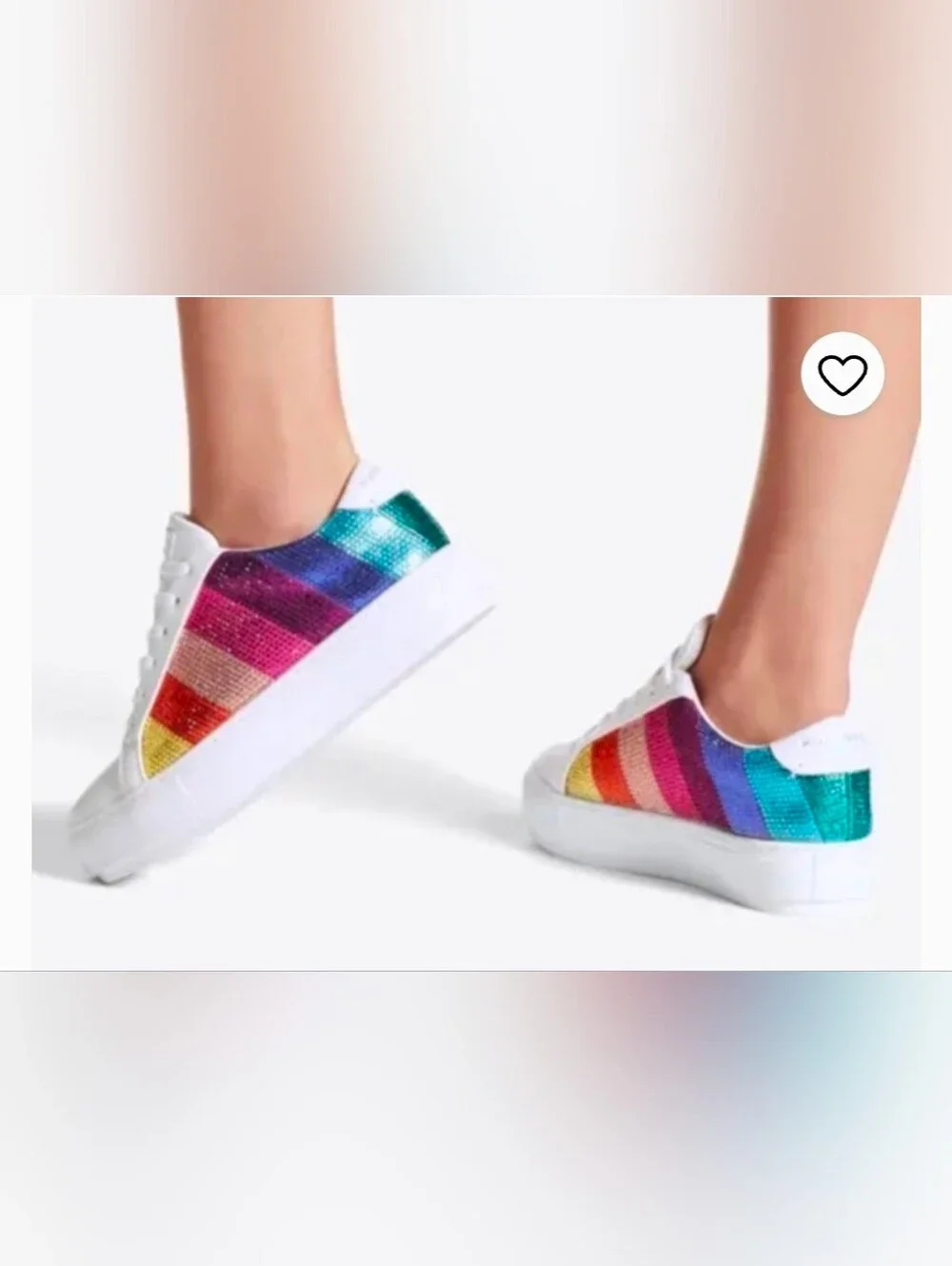 Kurt Geiger Rainbow Sequin Platform Sneakers - White Soles